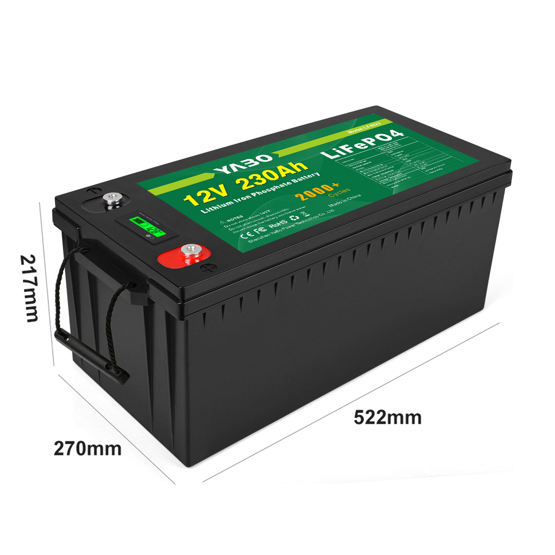 YABO 12V 230Ah LiFePO4-batterij met hoge temperatuurtolerantie voor huisopslag